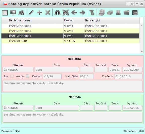 Evinor -> Katalog neplatných norem