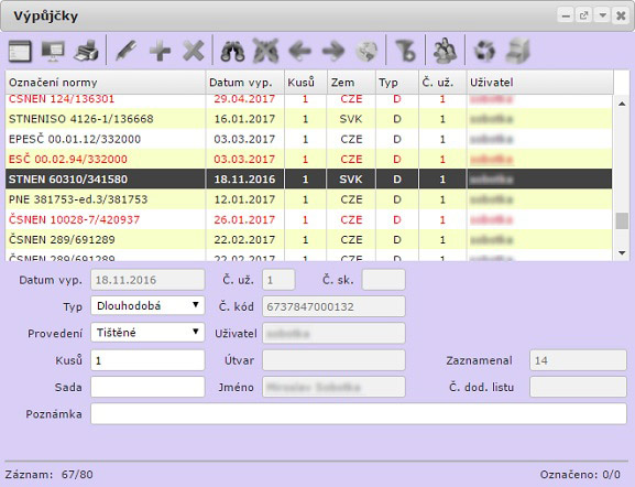 Evinor -> Výpůjčky