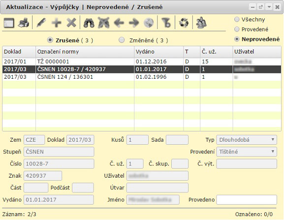 Evinor -> Aktualizace